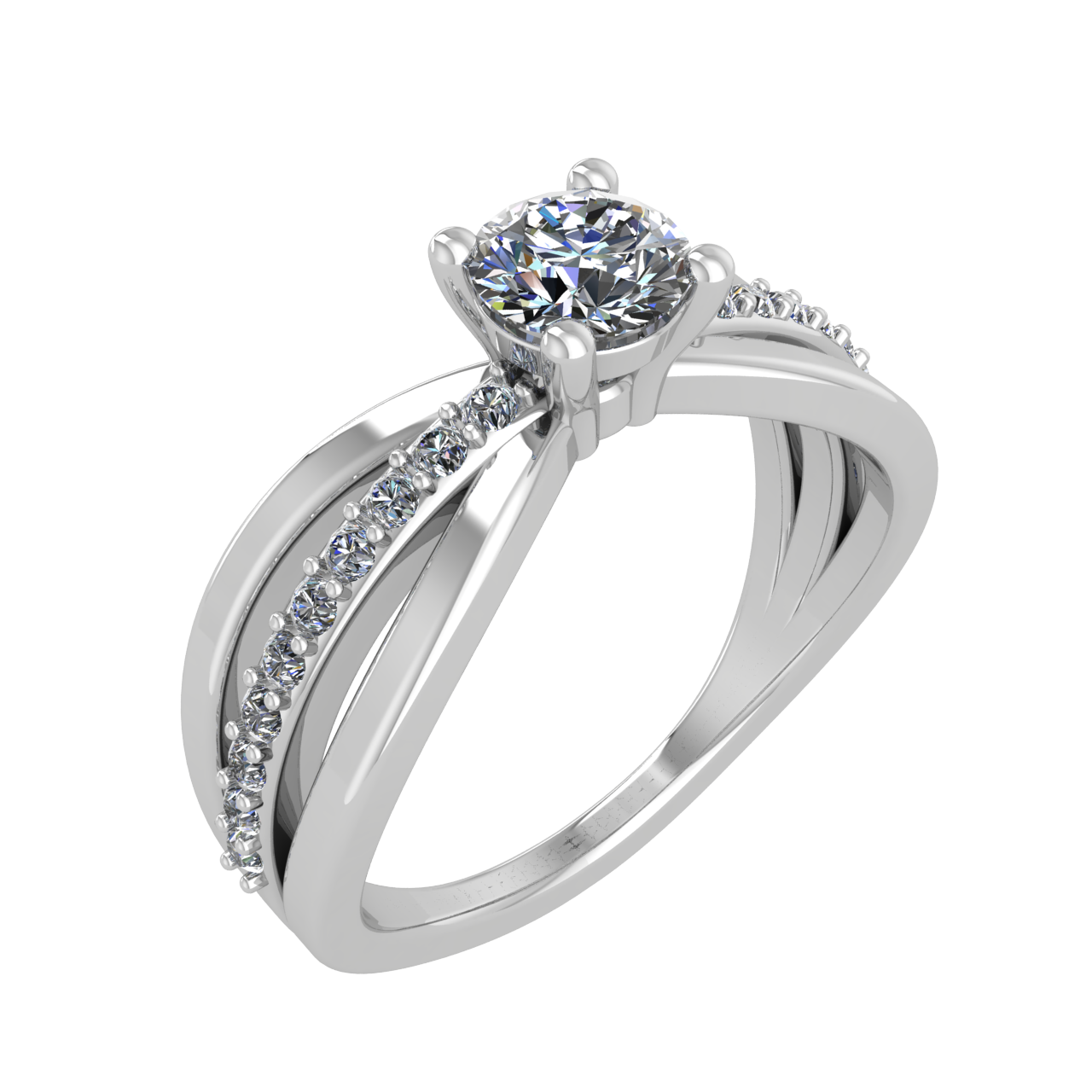 ACCENTED SPLIT SHANK 5.00mm ROUND ENGAGEMENT RING